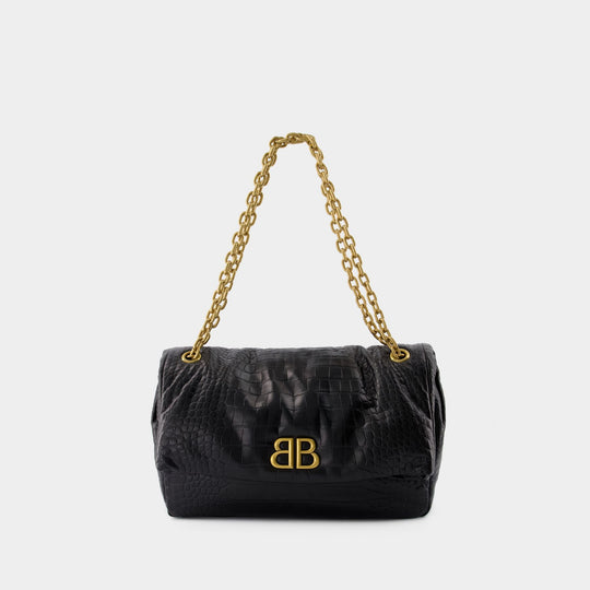 Monaco Chain M Crossbody - Balenciaga - Leather - Black