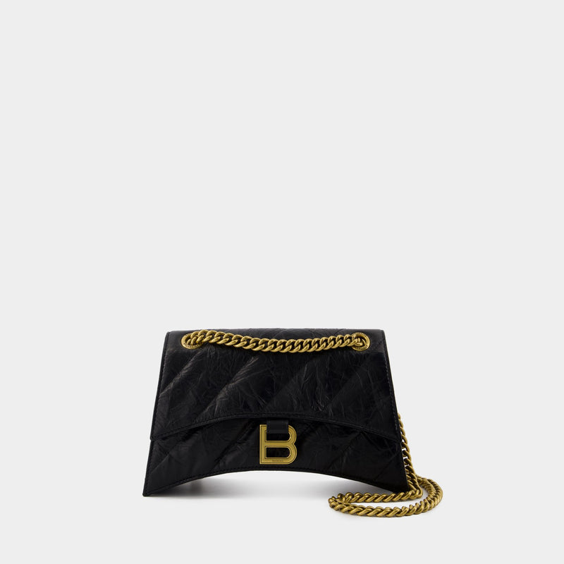 Crush Chain S Shoulder Bag - Balenciaga - Leather - Black