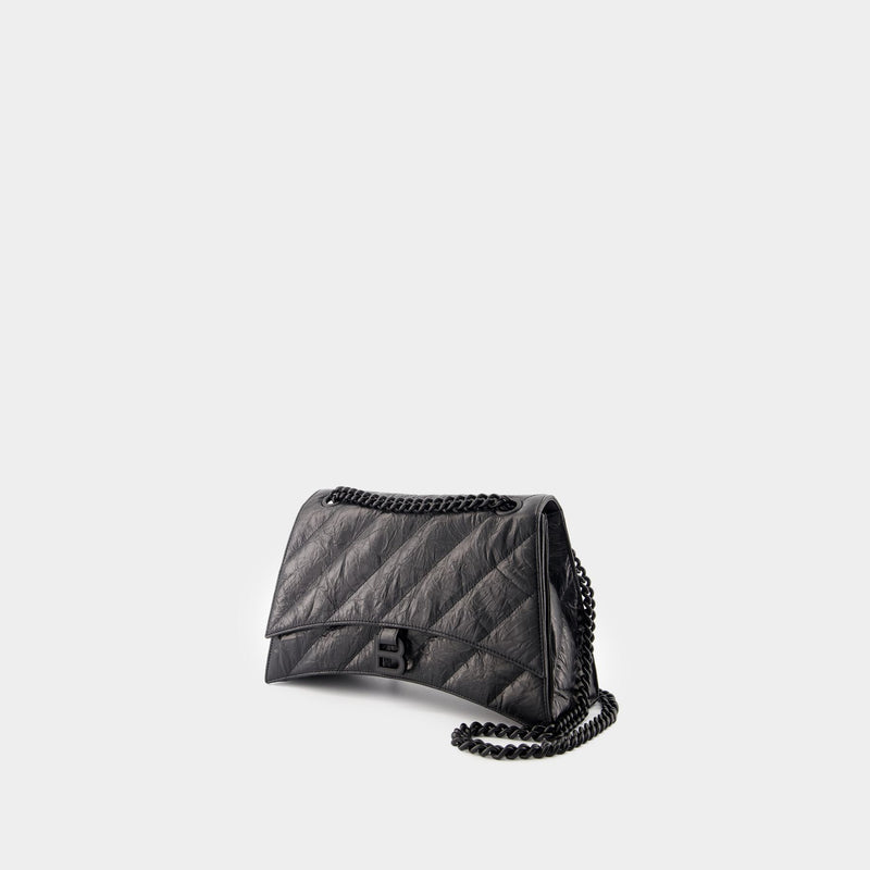 Crush Chain M Shoulder Bag - Balenciaga - Leather - Black