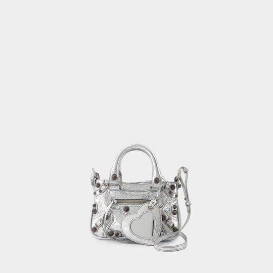 Neo Cagole Tote Mini Crossbody - Balenciaga - Leather - Silver