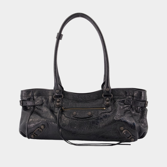 Le City East West Shoulder Bag - Balenciaga - Leather - Black