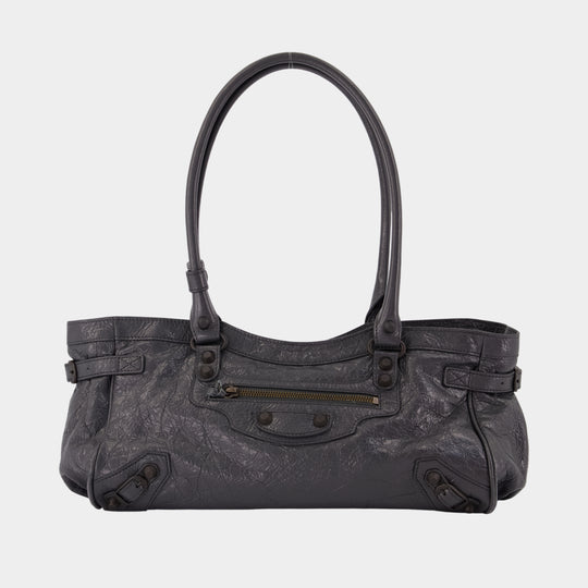 Le City East West Shoulder Bag - Balenciaga - Leather - Black