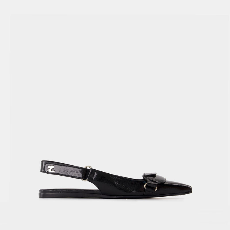 Sling Back Racer Vinyl - Courreges - Leather - Black