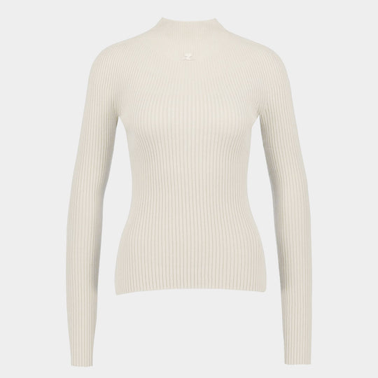 Mockneck Sweater - Courreges - Cotton - White