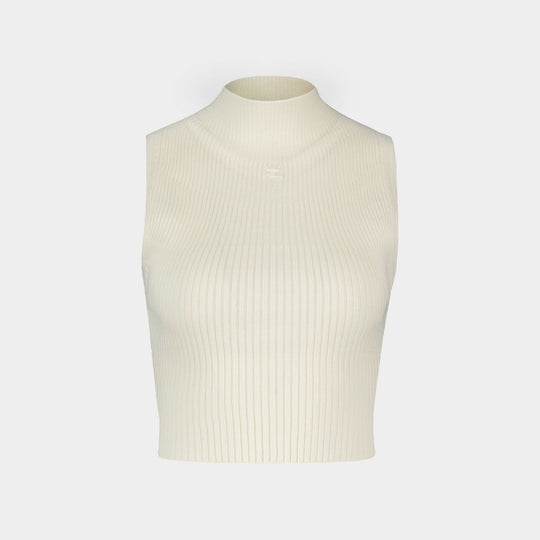 Mockneck T-Shirt - Courreges - Cotton - White