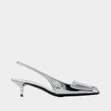 Fold Mirror Kitten Pumps - Courreges - Synthetic - Silver