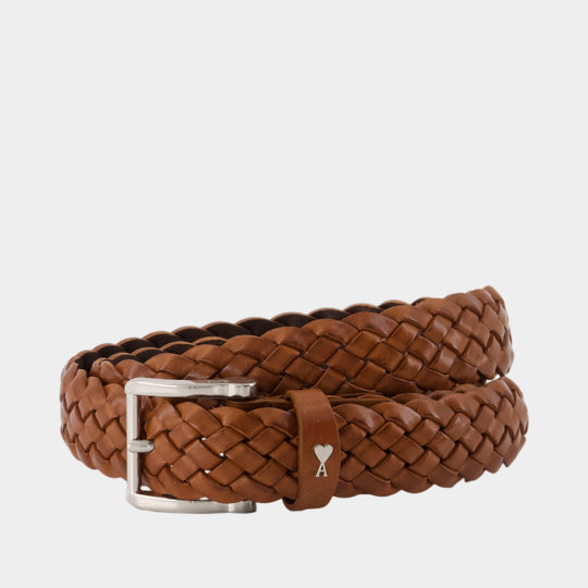 30mm Braided Paris Paris Belt - AMI Paris - Leather - Brown