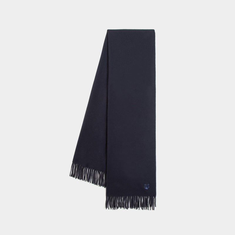 Bold Fox Head Scarf - Maison Kitsune - Wool - Blue