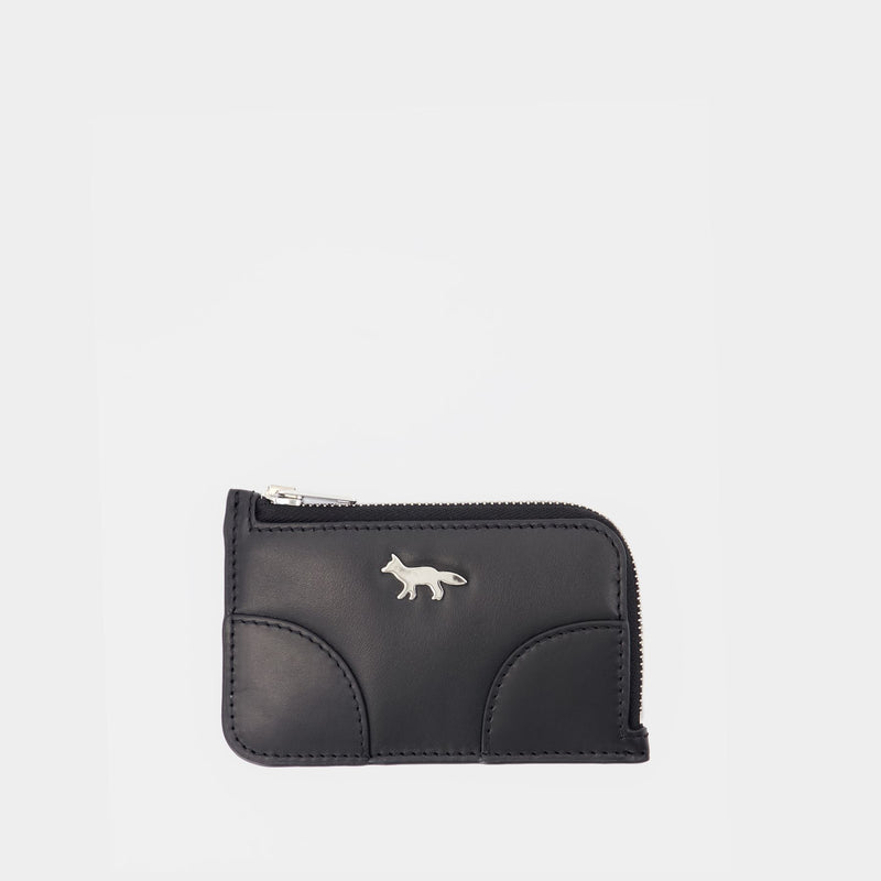 Boogie Long Zipped Card Holder - Maison Kitsune - Leather - Black