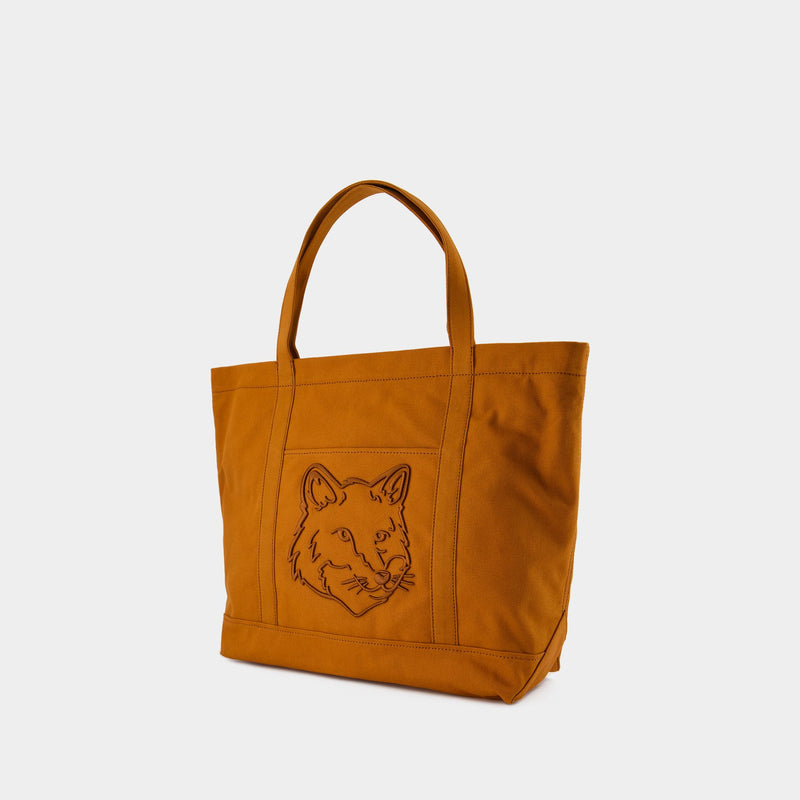 Fox Head Large Shopper Bag - Maison Kitsune - Cotton - Brown