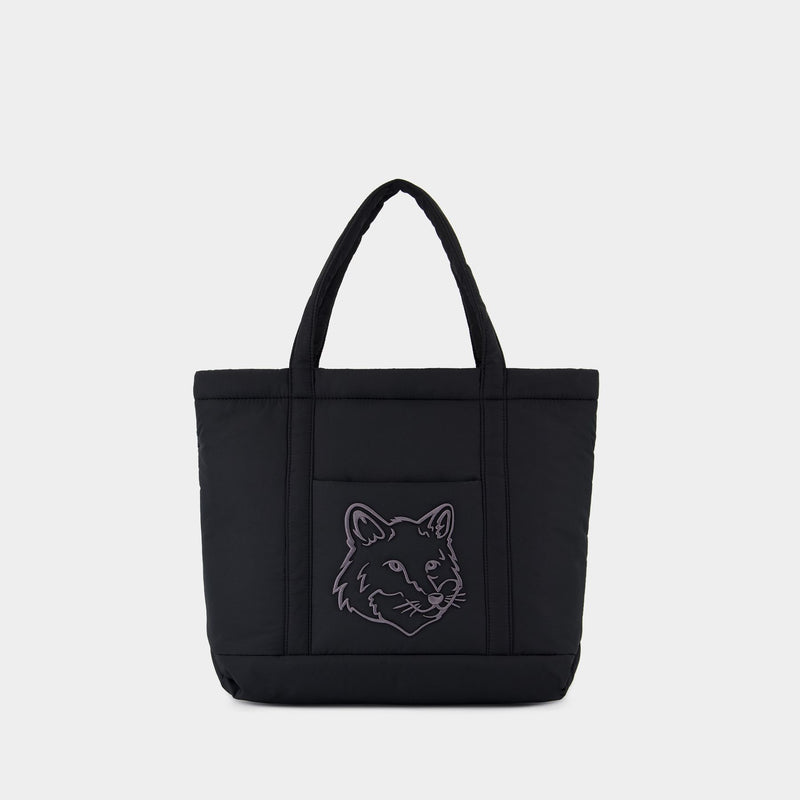 Fox Head Puffer Medium Shopper Bag - Maison Kitsune - Nylon - Black