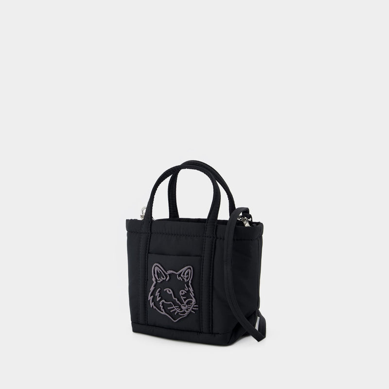 Fox Head Puffer Mini Shopper Bag - Maison Kitsune - Nylon - Black