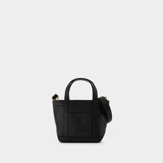 Fox Head Mini Shopping Bag - Maison Kitsune - Leather - Black