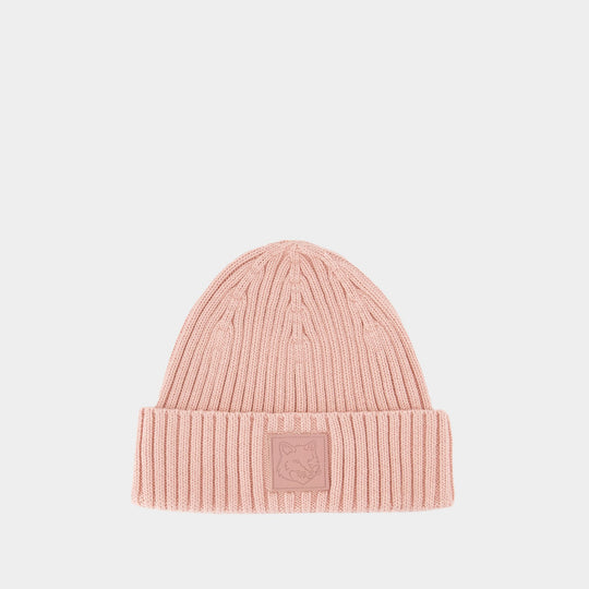 Bold Fox Head Beanie - Maison Kitsune - Cotton - Pink