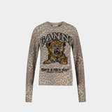 Graphic Tiger Sweatshirt - Ganni - Wool - Beige