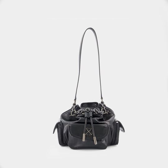 Dumbo.b Bucket Bag - OFF WHITE - Leather - Black