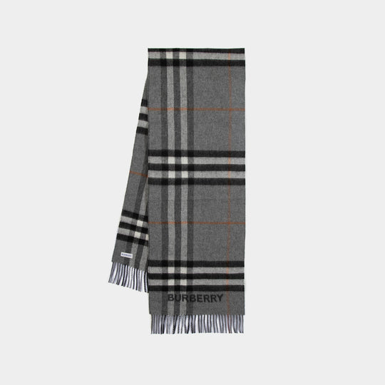 Mu Giant Check Scarf - Burberry - Wool - Grey