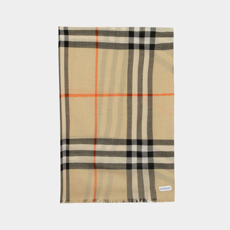 Check Scarf - Burberry - Wool - Beige