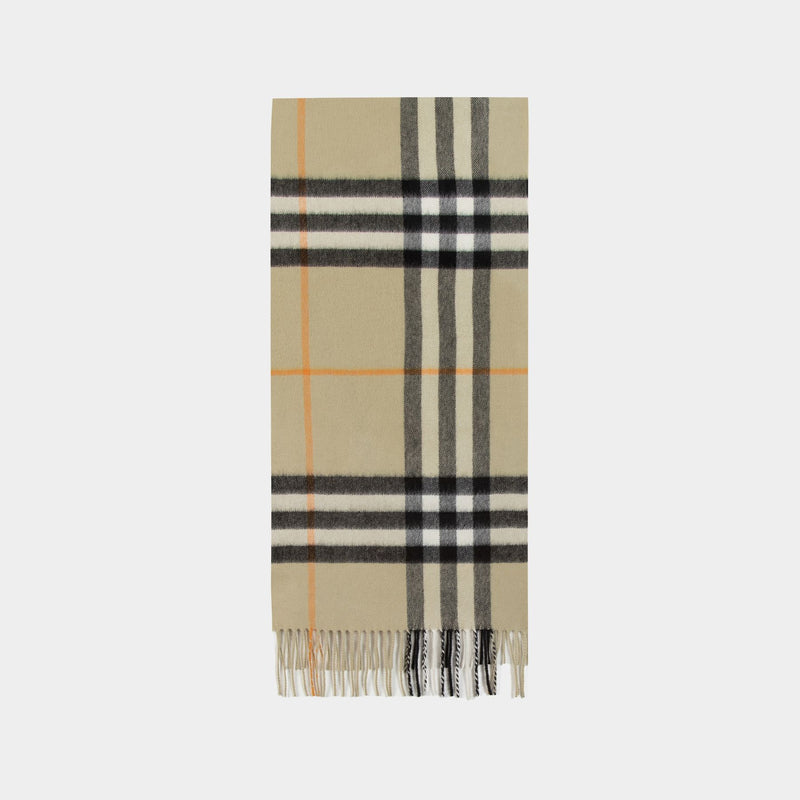 Giant Check Scarf - Burberry - Cashmere - Grey