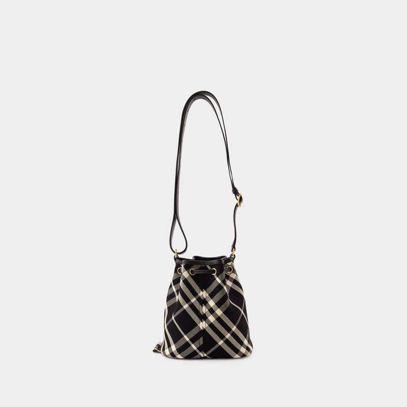 Drawstring Bucket Bag - Burberry - Cotton - Black