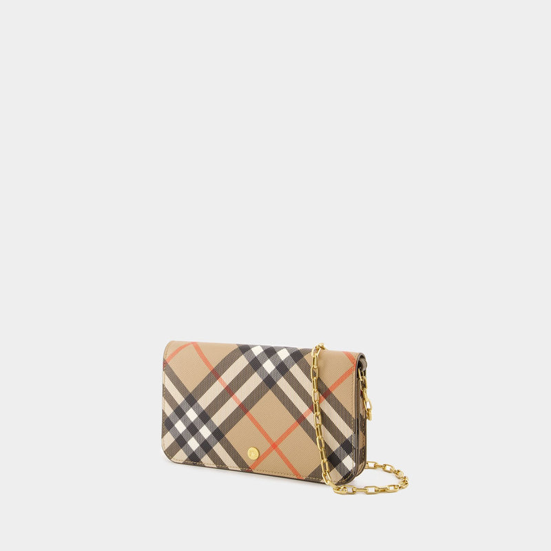 Bin Wallet On Chain - Burberry - Synthetic Leather - Beige