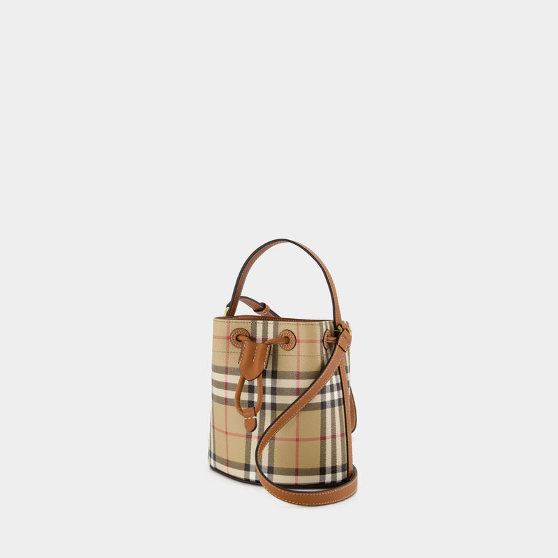 Mini Drawstring Purse - Burberry - Synthetic Leather - Brown