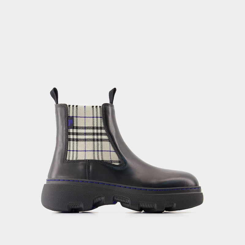 Creeper Chelsea Low Ankle Boots - Burberry - Leather - Black