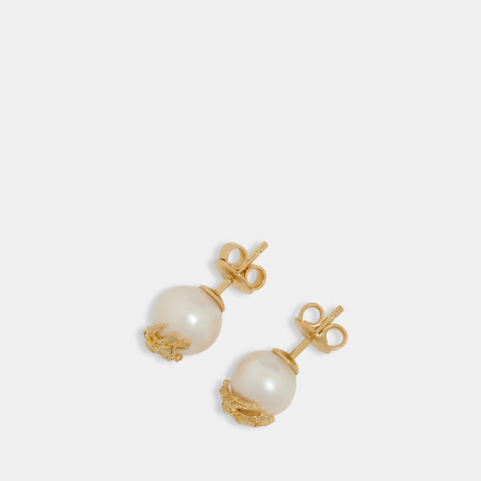 Lj Ekd Sphre Pearl Earrings - Burberry - Metal - Gold
