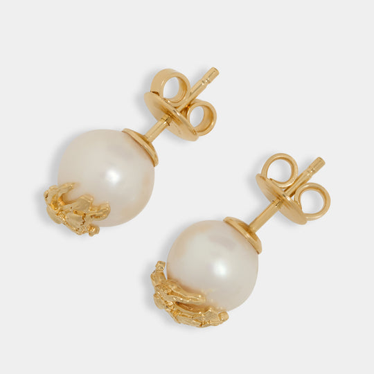 Lj Ekd Sphre Pearl Earrings - Burberry - Metal - Gold