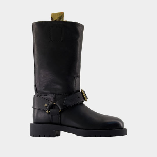 Soft Saddle Low Boots - Burberry - Leather - Black