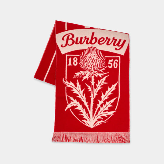 Mu Thistle Football Scarf - Burberry - Wool - Red