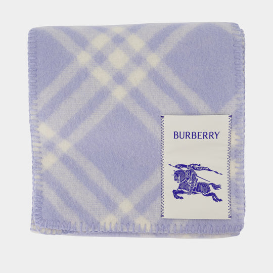 Mu Tri Bar Check Scarf - Burberry - Wool - Purple