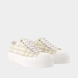 Jack Large Check Sneakers - Burberry - Nylon - Ivory