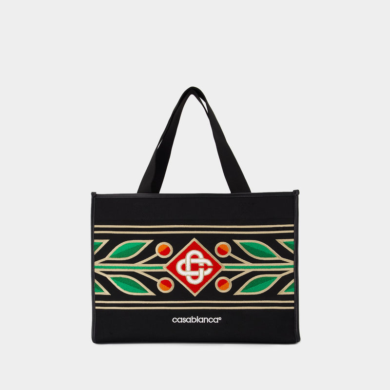 Embroidered Knit Shopper Bag - Casablanca - Knit - Black