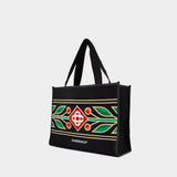 Embroidered Knit Shopper Bag - Casablanca - Knit - Black