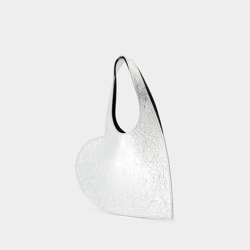 Foil Mini Heart Shopper Bag - Coperni - Leather - Silver