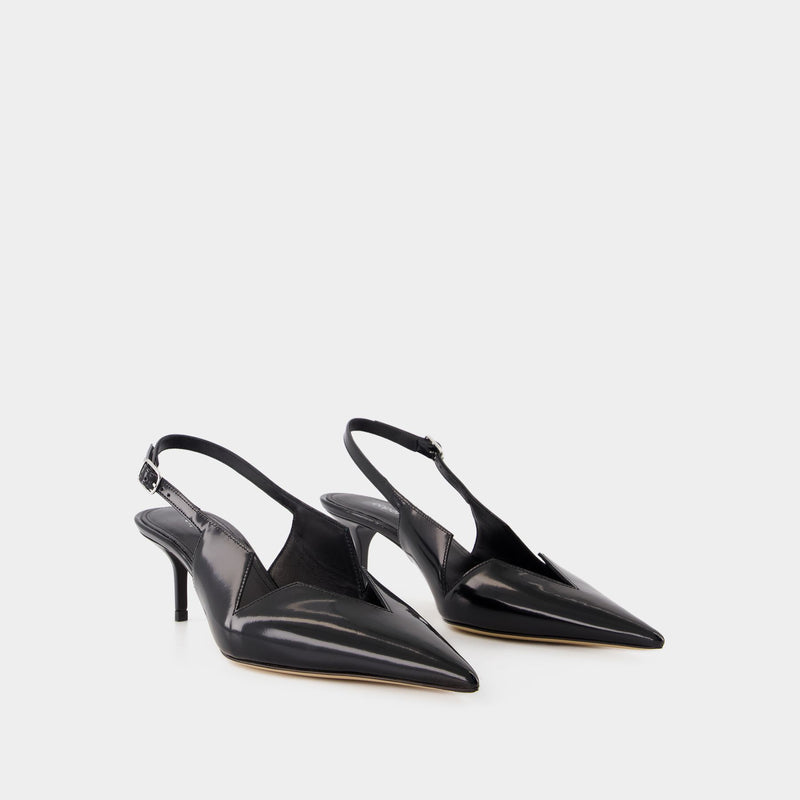 Gloss Star Cut Out Low Stiletto Pumps - Coperni - Leather - Black