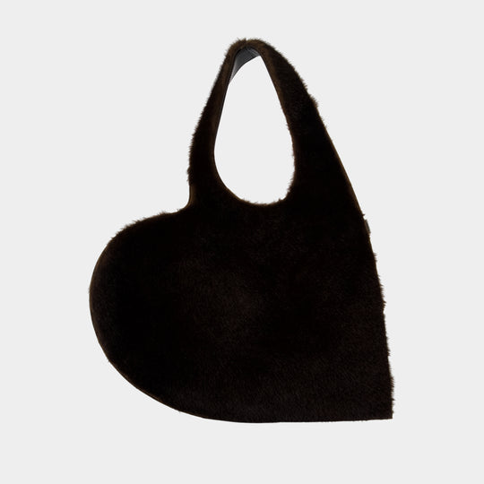 Faux Fur Heart Shoulder Bag - Coperni - Synthetic - Brown