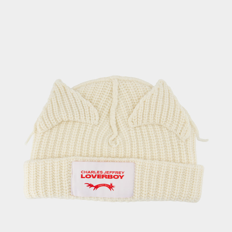 Chunky Ears Beanie - Charles Jeffrey Loverboy - Wool - White