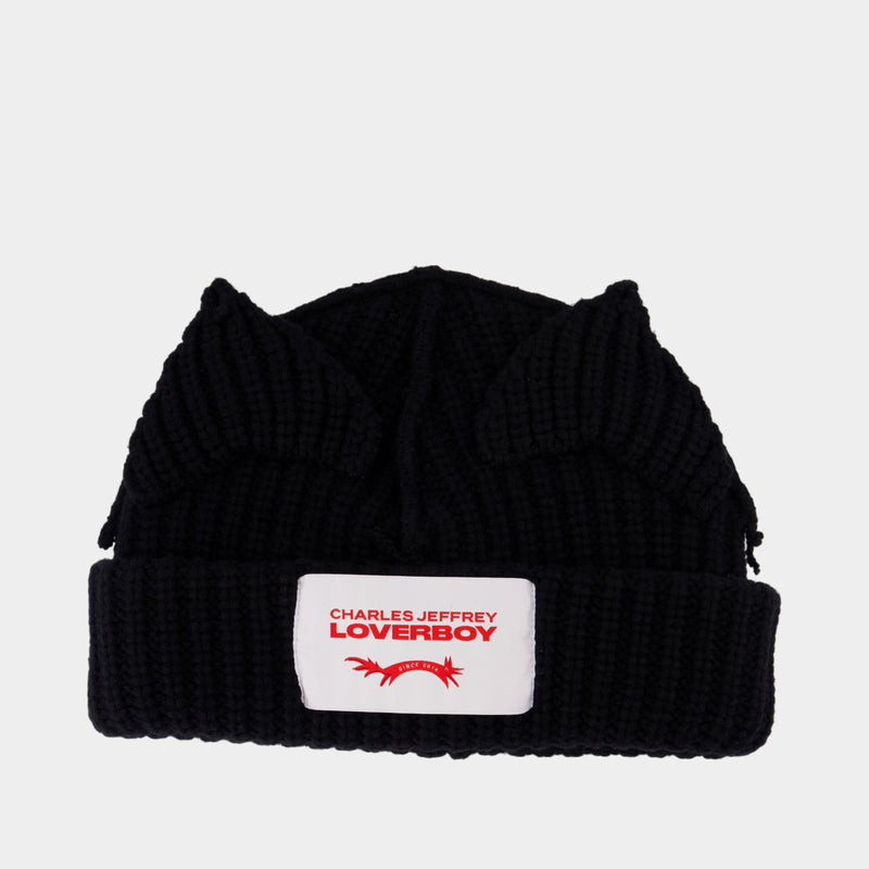 Chunky Ears Beanie - Charles Jeffrey Loverboy - Wool - Black