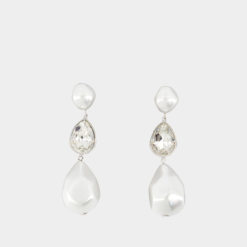 Pearl Crystal Droplet Earrings - SELF PORTRAIT - Others - White