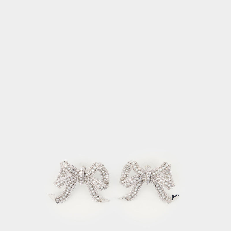 Pearl Crystal Bow Earrings - SELF PORTRAIT - Others - White