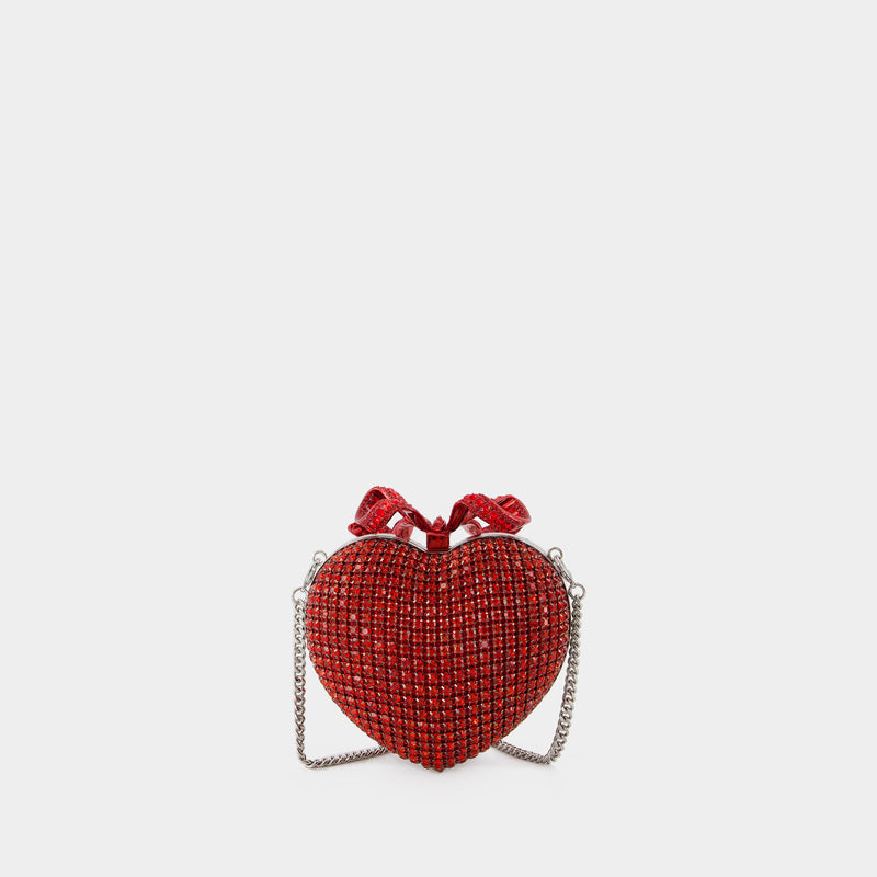 Crystal Heart Clutch - SELF PORTRAIT - Metal - Red