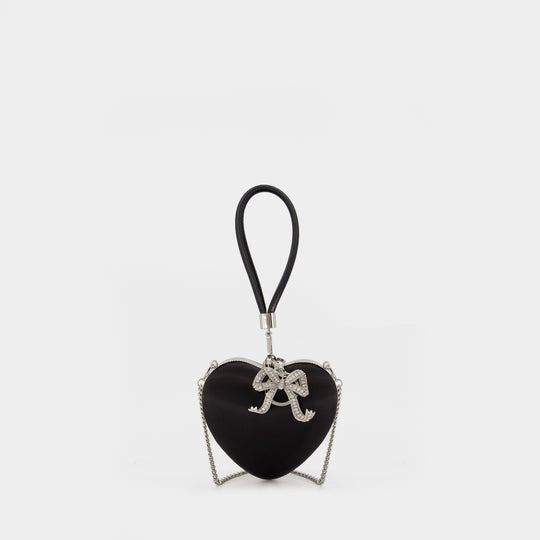 Top Handle Heart Clutch - SELF PORTRAIT - Silk - Black