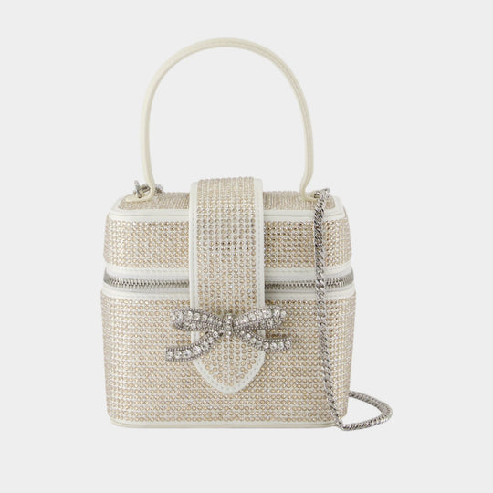 Rhinestone Vanity Handbag - SELF PORTRAIT - Satin - Gold