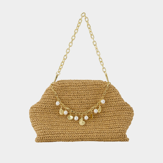Charm Shoulder Bag - SELF PORTRAIT - Raffia - Brown