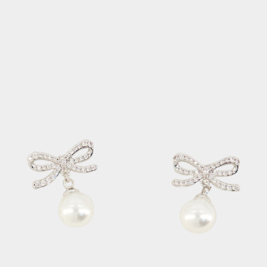 Bow Earrings - SELF PORTRAIT - Pearl - Silver