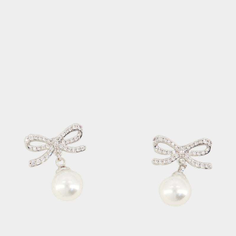 Bow Earrings - SELF PORTRAIT - Pearl - Silver