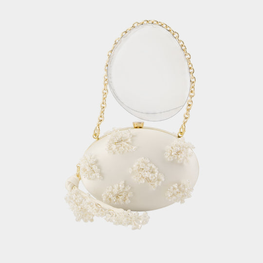 Floral Beaded Oval Clutch - SELF PORTRAIT - Synthetic - Ivory