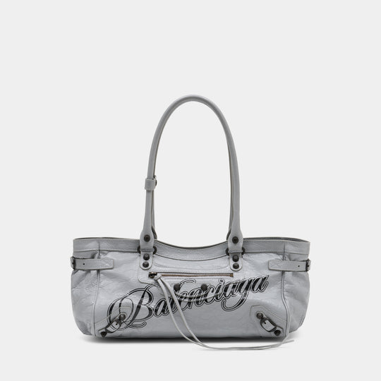 Le City East West Shoulder Bag - Balenciaga - Leather - Grey
